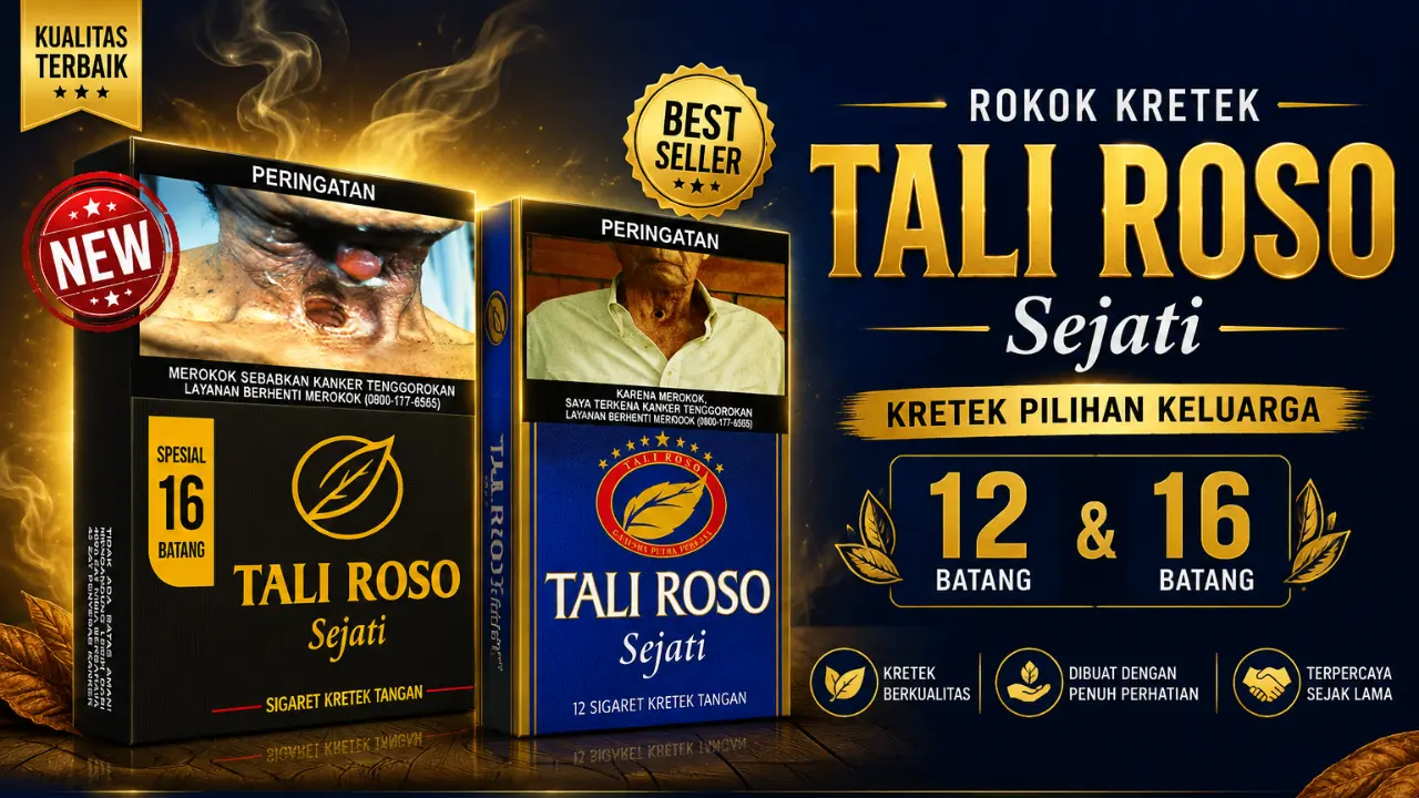 Kemasan Rokok Tali Roso Sejati varian isi 12 dan 16 batang produksi PR Ganesha Putera Perkasa Malang distribusi PT Cakra Guna Karya Nusa.