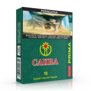 CAKRA PRIMA HIJAU 16 Kretek memperkuat karakter hijau khas Cakra Prima dalam pilihan yang lebih lengkap. Kombinasi rasa tradisional dan aroma hangatnya memberi pengalaman kretek yang lebih berkarakter.