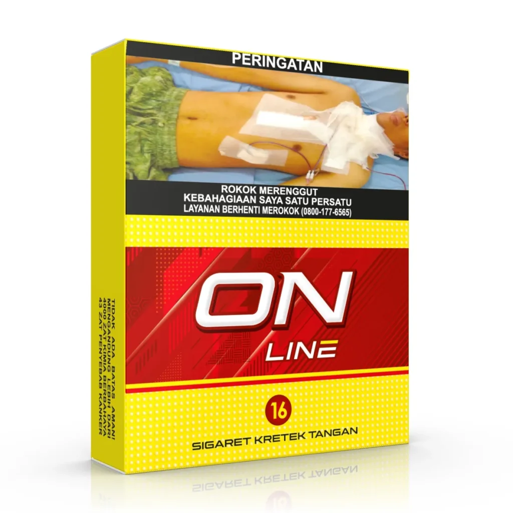 ON LINE 16 Kretek memperluas pengalaman Kretek Tangan modern dengan rasa yang lebih berisi. Identitas ON Line memberi sentuhan aktif, sementara karakter kreteknya tetap autentik.