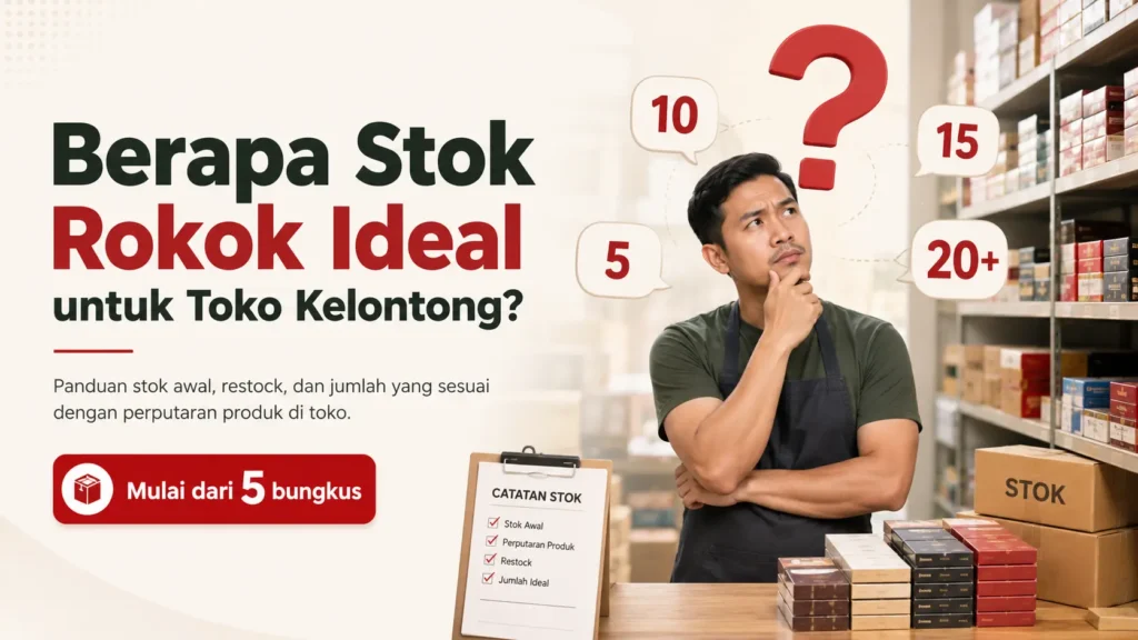 Ilustrasi stok rokok ideal untuk toko kelontong